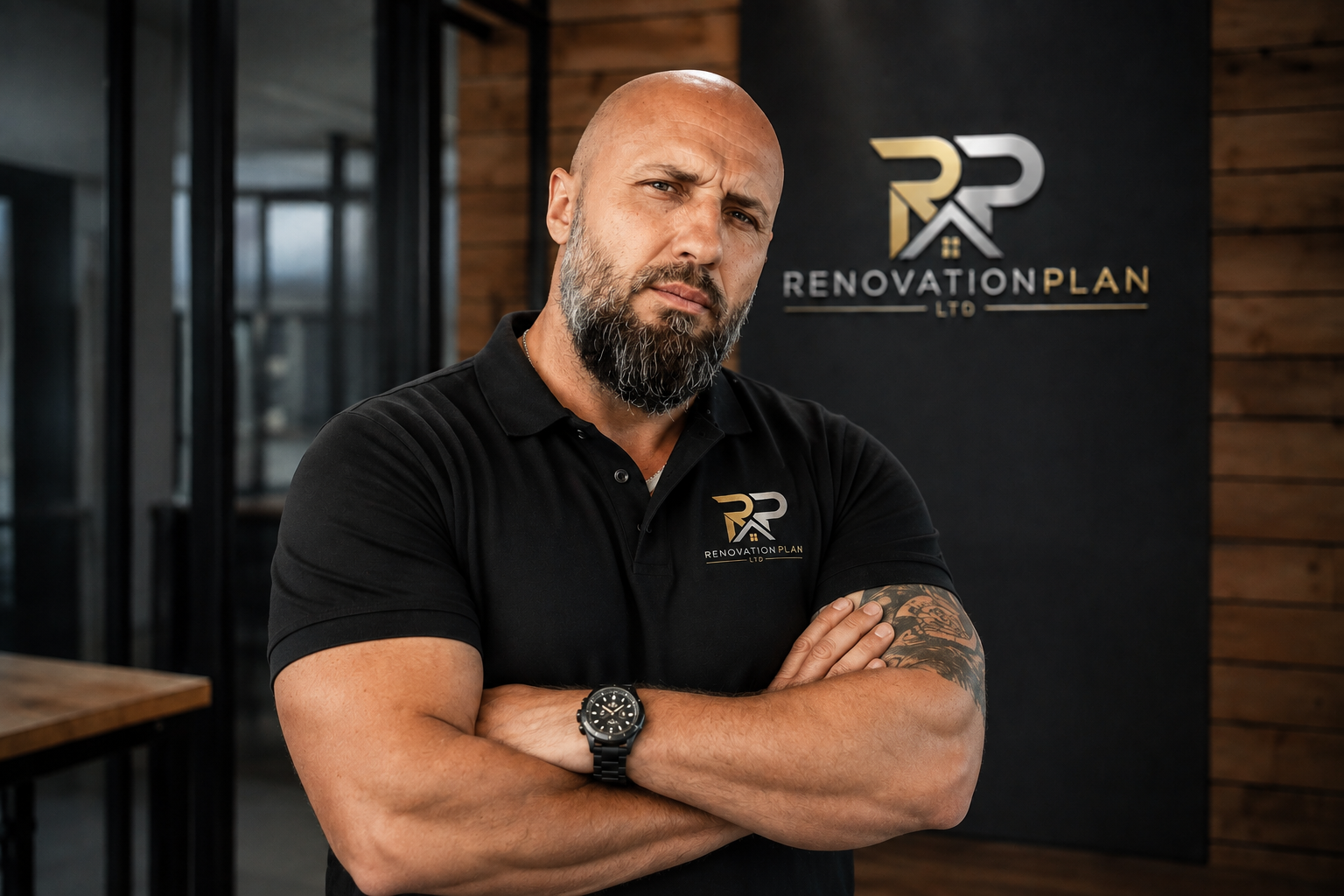 Gabriel Stano, founder of RenovationPlanltd, at the company office in Bishop's Stortford, Hertfordshire